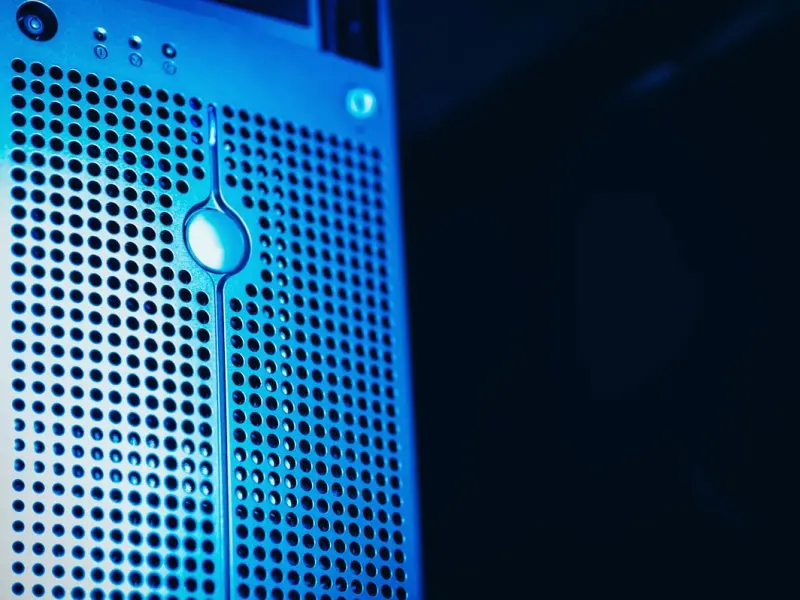 Modern server rack in a secure data centre environment