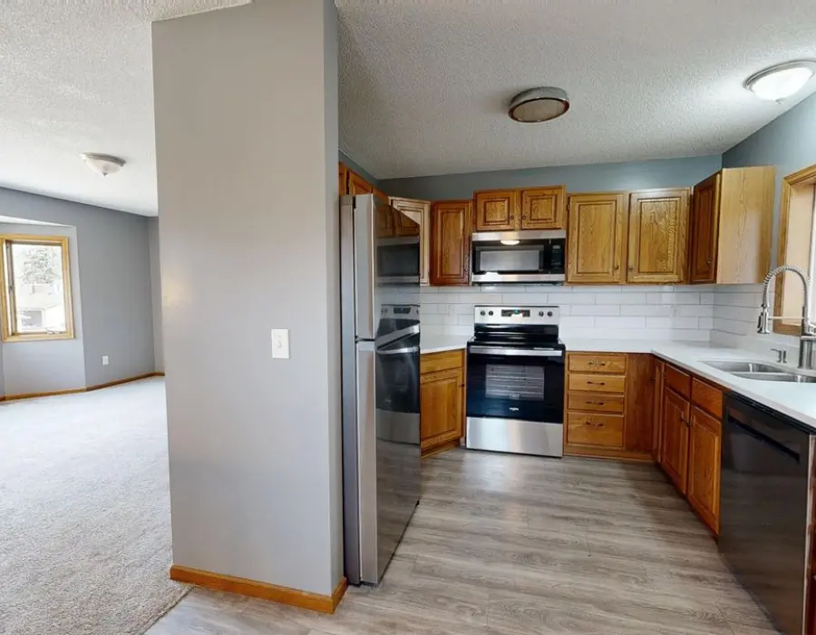 Open plan kitchen and living space after a whole home renovation